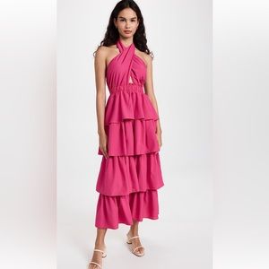Halter neck tiered maxi dress